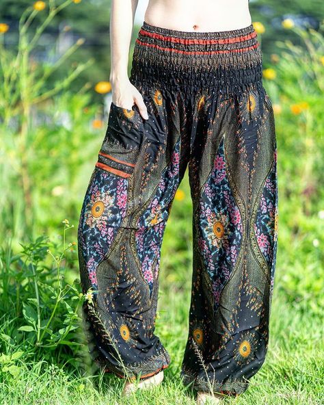 Hippie Garden, Black Peacock, Bohemian Pants, Pants Boho, Festival Pants, Harem Pants Women, Hippie Pants, Maxi Skirt Boho, Boho Pants