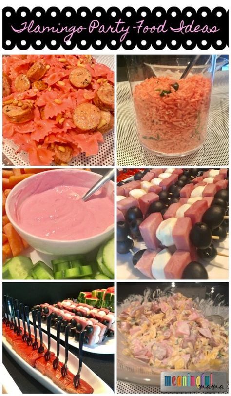 Flamingo Birthday Party Ideas - Food Ideas as well as decorations #flamingo #flamingoparty Flamingo Party Food Ideas, Flamingo Food Ideas, Flamingo Party Food, Flamingo Birthday Party Ideas, Flamingo Birthday Theme, High School Graduation Party Food, Food Party Ideas, Flamingo Party Ideas, Party Entrees