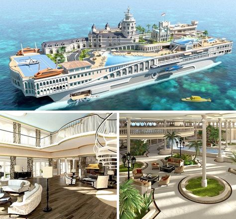 Most Expensive Yacht, Expensive Yachts, Teknologi Futuristik, Tropical Islands Paradise, Floating City, Private Yacht, Island Paradise, Floating House, Boats Luxury