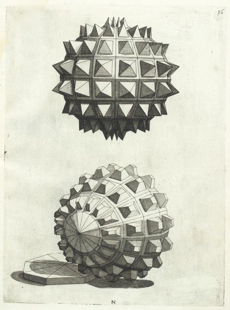 Lorenzo Sirigatti, Polyhedra in perspective, 1596. Venice,... Pencil Drawing Ideas, Ornament Drawing, Geometric Shapes Art, Geometrical Shapes, Sacred Geometry Art, Geometric Drawing, Geometry Art, 3d Drawings, Shape Art