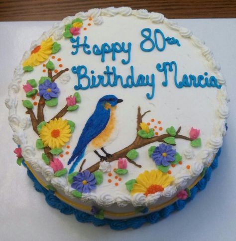 Bird Cake Decoration, Spring Themed Cake, Spring Sheet Cake, Bird Cake Ideas, Bird Theme Cake, Bird Birthday Cake, Birthday Core, Round Birthday Cakes, Nature Cake