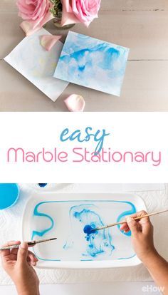 So beautiful! THis easy marbled paper is just a simpe way to upgrade any stationary at home for little to no cost to you. This craft project is easy and fun for kids and an adults of all ages! http://www.ehow.com/how_12343421_make-own-marble-stationery-easy-process.html?utm_source=pinterest.com&utm_medium=referral&utm_content=freestyle&utm_campaign=fanpage Diy Stationery Paper, Stationary Ideas, Diy Stationary, Crafts For Teens To Make, Stationary Paper, Marbled Paper, Paper Diy, Diy Stationery, Diy Watercolor