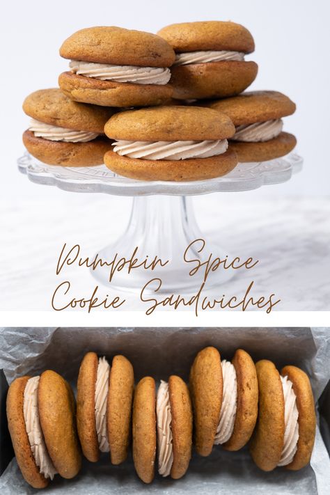 Soft Pumpkin Cookies With Cinnamon Buttercream Frosting, Pumpkin Spice Twinkies, Pumpkin Spice Pastries, Pumpkin Cream Cookies, Pumpkin Spice Sandwich Cookies, Pumpkin Spice Cookie Sandwiches, Pumpkin Stuffed Cookies, Pumpkin Cookie Sandwich, Chewy Pumpkin Spice Cookies