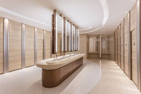 shopping mall restroom - Google 検索 Hotel Lobby Reception, Public Restroom Design, Hotel Lobby Lounge, Modern Hotel Lobby, Luxury Hotels Lobby, Toilette Design, Wc Design, Hotel Lobby Design, Restroom Design