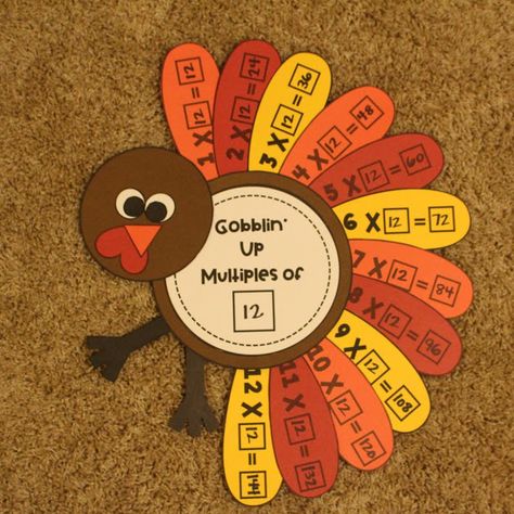 Turkey Math Craft, Maths Activity For Class 2nd, Maths Craft Ideas, Multiplication Projects 3rd Grade, Thanksgiving Math Activities 3rd Grade, Multiplication Activity For Grade 2, Math Projects Ideas, Multiplication Projects, Thanksgiving Multiplication Activities