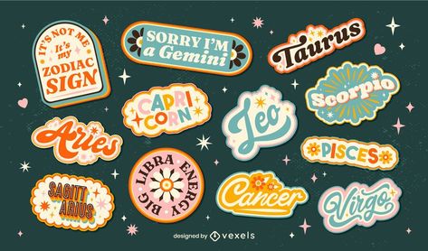 Shirt Layout Design, Illustrations With Quotes, Cool Badges, Typography Stickers, Sticker Typography, Typography Sticker, Aquarius And Scorpio, Aries And Aquarius, Sticker Design Inspiration