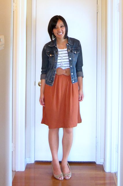 Catching Up H&m Denim Jacket, Forever 21 Skirt, Quinceanera Dresses Pink, California Casual, Professional Wear, Orange Outfit, Denim Outfit, Fall Winter Outfits, Blue Dresses