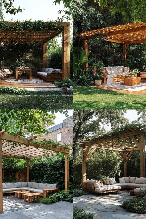 Build your own pergola to create a shaded outdoor retreat! Perfect for summer relaxation. #DIYPergola #BackyardProjects #OutdoorLiving Rustic Pergola Ideas Backyards, Space Building, Rustic Pergola, Small Pergola, Pergola Ideas, Diy Pergola, Outdoor Retreat, Backyard Projects, Backyards