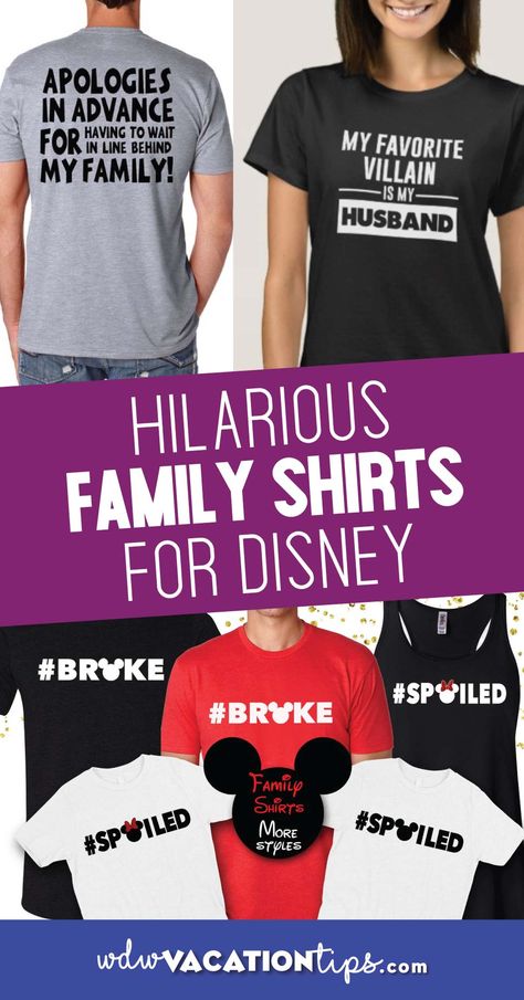 There are many extremely fun aspects to a Disney trip and that includes figuring out some funny family Disney Shirts to wear while there. There are a ton of options out there, especially when it comes to Disney. #disneyshirts #disneyshopping Funny Disney Family Vacation Shirts, Family Of 5 Disney Shirts, Funny Disney Vacation Shirts, Tshirts For Disney Trip, Funny Matching Disney Shirts, Funny Disney Shirts For Family Vacation, Family Disney Shirts Funny, Friend Group Disney Shirts, Funny Disney Shirt Ideas