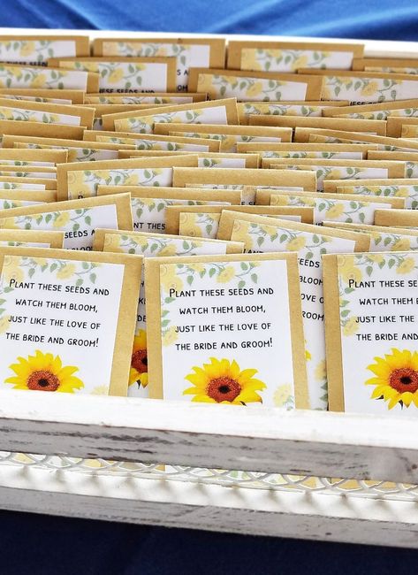 Labels Sunflower Seed Packets, Sunflower Wedding Favors, Mason Jar Wedding Favors, Sunflower Wedding Decorations, Wedding Favour Jars, Seed Packets Favors, Seed Wedding Favors, Sunflower Bridal Shower, Bridal Sunflowers