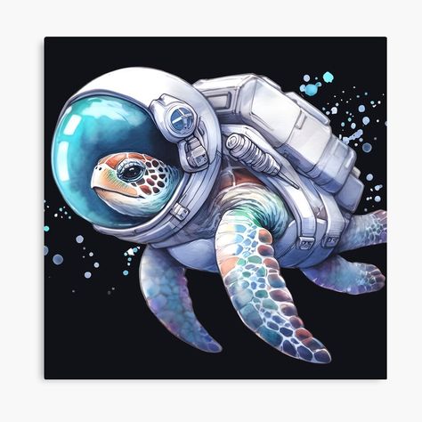 Get my art printed on awesome products. Support me at Redbubble #RBandME: https://www.redbubble.com/i/canvas-print/Astronaut-Sea-Turtle-by-NesBerry/153685174.5Y5V7?asc=u Sea Turtle Poster, Deep Sea Diver Art, Turtle Poster, Diver Art, Deep Sea Diver, Turtle Tattoo, Space Theme, Deep Sea, Sea Turtle