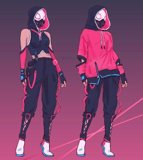 Spidergwen Redesign, Spidersona Suit Designs Female, Spiderverse Outfit Ideas, Spidersona Oc Girl, Spidersona Outfit, Spidersona Cosplay, Spiderverse Outfit, Spidersona Girl, Cool Superhero Suit Designs