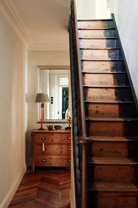 Lime Plaster Walls, Cottage Staircase, Silestone Worktop, Chevron Parquet, Historic Cottage, 17th Century House, Lime Plaster, Timber Staircase, Awning Windows