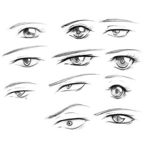 Men's Eyes Drawing, Semi Realistic Male Eyes, Eye Base Drawing Male, Anime Man Eyes, Anime Eyes Male, Male Anime Eyes, Male Eyes Drawing Reference, Anime Eyes Reference, Eyes Reference