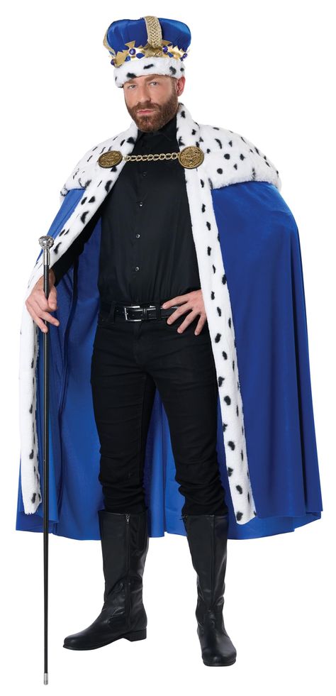 PRICES MAY VARY. Includes: Cape, Crown, (2) Medallions, Chain Trim Fur trim on both cape and crown Fabric: Velour Royal Cape, King Costume, Faux Fur Cape, King Outfit, Blue Cape, California Costumes, Velvet Cape, King Or Queen, Royal King