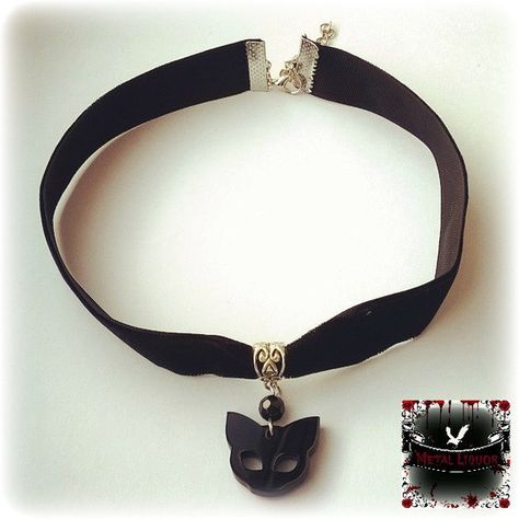 Cute cat choker (16 CAD) ❤ liked on Polyvore featuring jewelry, necklaces, beading necklaces, bead jewellery, gothic choker necklace, beaded choker necklace and goth choker Cat Choker, Goth Choker Necklaces, Gothic Necklaces, Beading Necklaces, Necklaces Bead, Gothic Choker Necklace, Gothic Engagement Ring, Jewelry Goth, Gothic Choker