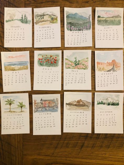 Excited to share this item from my #etsy shop: 2022 Desk Calendar original watercolor Watercolor Months Of The Year, How To Make Your Own Calendar, Hand Painted Calendar, Framing Watercolor Art, Watercolor Crafts For Adults, Watercolor Coastal Art, Watercolor Calendar Ideas, Handmade Calendar Ideas, Calendar Design 2024