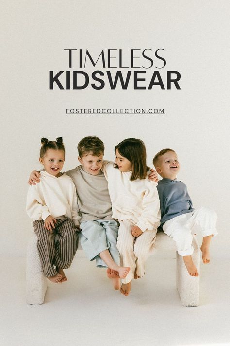 Use code: FC15 for 15% off Fostered Collection timeless kidswear! Discover timeless kids outfits in neutral tones that blend effortlessly into any child's wardrobe. Our practical and sustainable kids clothes feature cotton basics for kids and neutral colors, so your family can shop for their whole minimal kids wardrobe in one place! Shop the new Fostered Collection kids clothing collection online now! Kids Clothes Photoshoot Ideas, Kids Clothing Photoshoot, Photoshoot Clothing, Child Clothes, Kids Online Shopping, Kids Studio, Cool Kids Clothes, Mini Clothes, Kids Clothing Brands