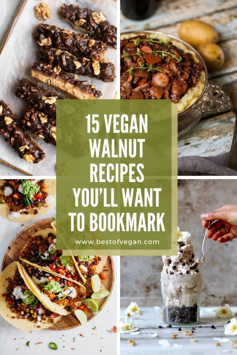 Pick, bookmark and try any vegan walnut recipe from our list to explore the flavor and texture potential of these wondrous nuts. Get the full list here. #bestofvegan Savory Walnut Recipes, Vegan Walnut Recipes, Walnut Recipes Healthy, Seitan Recipe, Red Sauce Pasta Recipe, Vegan Baked Oatmeal, Walnut Cheese, Vegan Seitan, Plant Based Diet Meal Plan