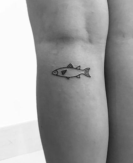 Line Work Fish Tattoo, Fish Doodle Tattoo, Line Art Fish Tattoo, Aesthetic Fish Tattoo, Koi Fish Simple Tattoo, Tiny Trout Tattoo, Minimalistic Fish Tattoo, Swedish Fish Tattoo, Gosh Tattoos