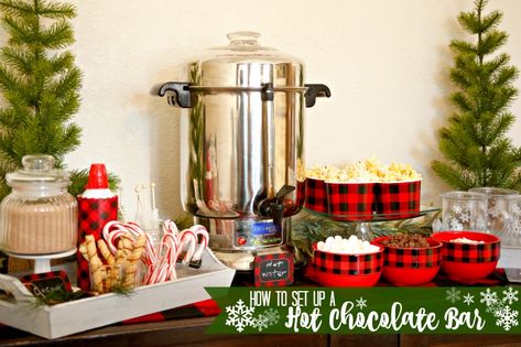 How to set up a hot chocolate bar Frozen Hot Chocolate Bar, Hot Chocolate Bar Party, Mexican Hot Chocolate Cookies, Christmas Hot Chocolate Bar, Shower Foods, Hot Chocolate Toppings, Best Hot Chocolate Recipes, Plaid Baby Shower, Crockpot Hot Chocolate