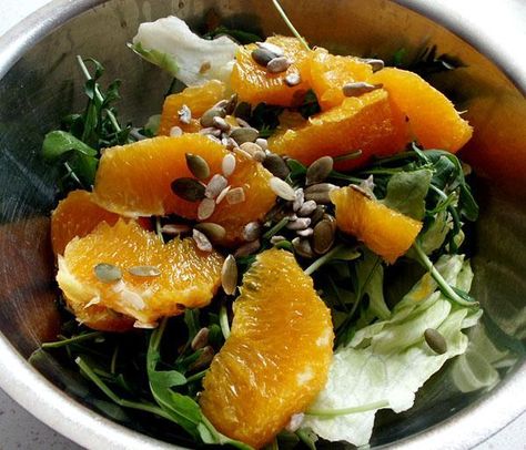 Mamta's Kitchen » Orange and Rocket Leaves Salad Easy Salads To Make, Orange Pomegranate, Rocket Leaves, Seed Salad, Pomegranate Salad, Indian Family, Breakfast Bread, Orange Salad, Clean Diet