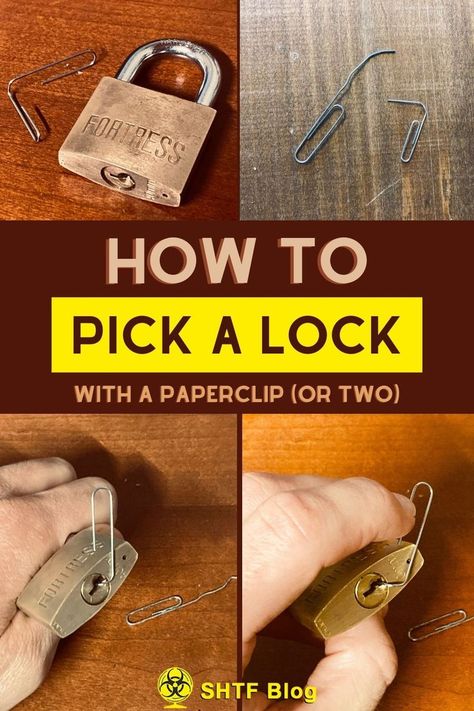 picking a lock with 2 paperclips Picking A Lock, How To Pick A Lock With A Paperclip, How To Pick A Lock With A Bobby Pin, How To Pick A Lock, How To Pick Locks, Senior Pranks, Just Deal With It, Survival Skills Life Hacks, Safe Lock