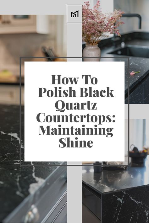 Learn how to polish black quartz countertops to maintain their shine and keep them looking new. This guide covers the correct use of non-abrasive cleaners and soft cloths to avoid scratches, the benefits of using a quartz-specific polish for enhancing gloss, and tips on regular maintenance routines to prevent dullness. Find out how to protect your countertops from heat and spills to preserve their pristine appearance. Black Quartz Kitchen Countertops, Black Quartz Countertops, Black Counters, Quartz Kitchen Countertops, Stone Counters, Backyard Balcony, Industrial Minimalist, Quartz Surfacing, Dish Detergent