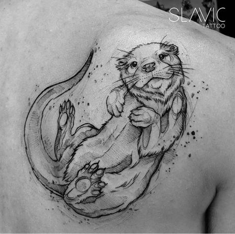 Otter Tattoo, Slavic Tattoo, Otter Drawing, Cute Tattoo Ideas, Otter Art, Cute Tattoo, Different Tattoos, Animal Sketches, Tattoo Design Drawings