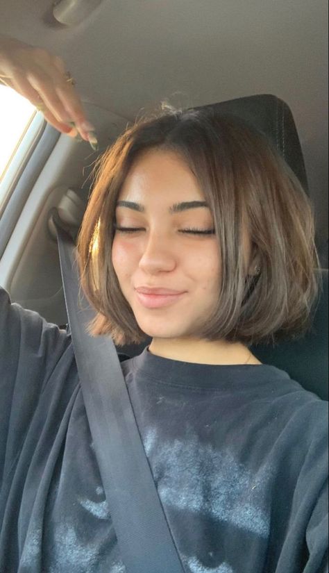 Masculine Women With Short Hair, Haircuts Bob Short, Cute Bangs Short Hair, Parisian Bob Straight Hair, French Bob With Money Piece, Short Haircuts For Thick Brown Hair, Short Hair Styles Chin Length, Chin Length Hair With Face Framing, Chin Length Asian Hair