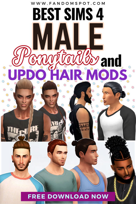 Sims 4 Cc Male, Sims 4 Male, Ponytail Updo, Male Hair, Best Sims, Ts4 Cc, Hair Updo, Sims 4 Cc, The Sims 4