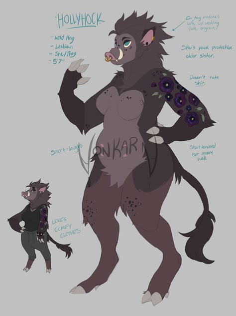 Hollyhock on Toyhouse Pig Oc Art, Anthro Pig Character Design, Pig Anthro, Pig Fursona, Pig Character Design, Monster Oc Ideas, Bull Character, Fursona Reference, Monster Oc