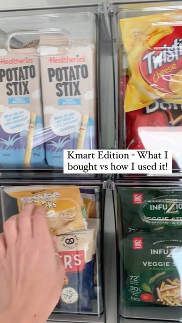 Budget/kid friendly meal/lunchbox ideas & grocery hauls! on Instagram: "I am always looking for ways to make my small pantry super functional! These clear tall drawers from Kmart are perfect for storing the kids school snacks!" Best Kmart Finds, Storing Snacks In Pantry, Pantry Organization Kmart Australia, Fridge Organization Kmart, Kmart Pantry Organisation, Pantry Organization Kmart, Kids School Snacks, Small Fridge Organization, School Bag Storage