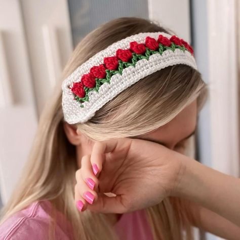 Spring rose 🌹 tulip crochet headband ❤️ with... - Depop Spring Rose, Rose Crochet, Back Message, Rose Headband, Spring Roses, Unique Roses, Diy Crochet Projects, Crochet Headband, Hair Accessories Headbands