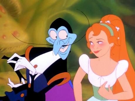 Thumbelina with Mr  Beetle picture image Thumbelina Beetle, Old Cartoon Movies, Calarts Style, Lady Locks, Non Disney Princesses, Don Bluth, Animated Movie Posters, Fairytale Aesthetic, Disney Animated Movies