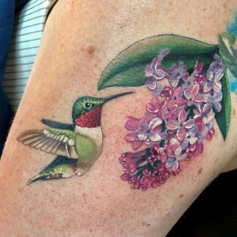 Ruby-throated hummingbird and lilac. I’ve had a lot more luck attracting these babies to my yard this year and always love tattooing them💖… Lilac Tattoo, Ruby Throated Hummingbird, Hummingbird Tattoo, Ink Stains, Ink Stain, Love Tattoos, Hummingbirds, Tattoo Artist, Watercolor Tattoo