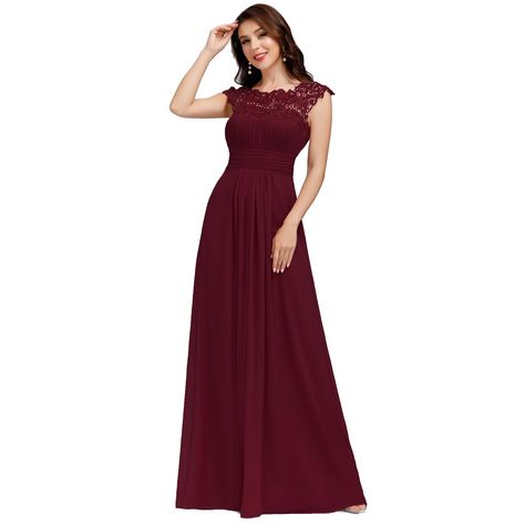 Burgundy Mother Of The Bride Dress, Bridesmaid Dresses Lace Top, Vestidos Color Vino, Casual Prom Dresses, Pretty Bridesmaid Dresses, Chiffon Lace Dress, Mother Of Bride Outfits, Bride Outfits, Maid Of Honour Dresses