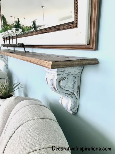 Diy Mantel Shelf, Shelf Above Window, Antique Corbels, Country Shelves, Decorative Wood Trim, Corbel Shelf, Rustic Mantel, Antique Shelves, Wood Appliques