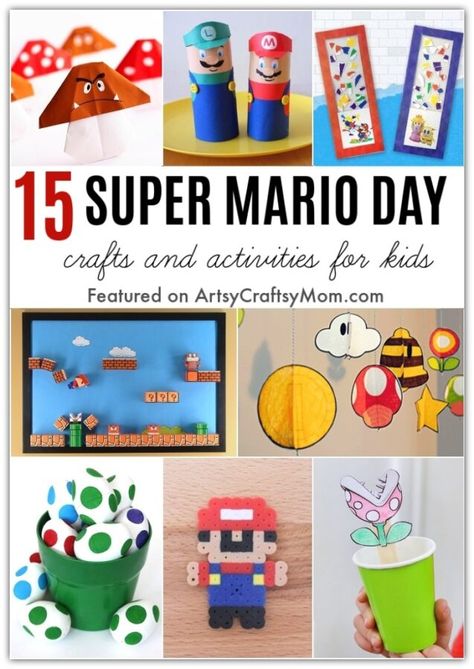 Super Mario Bros Craft Ideas, Mario Brothers Crafts, Mario Day March 10, Super Mario Bros Crafts, Mario Games For Kids, Mario Crafts For Kids, Super Mario Crafts, Library Party, Mario Party Games