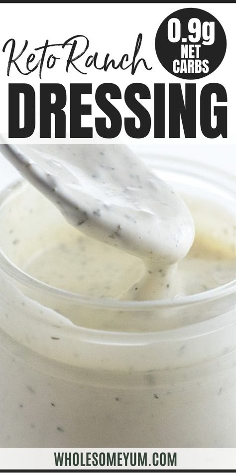 Low Carb Keto Ranch Dressing Recipe (Quick & Easy) Keto Ranch Dressing Recipe, Keto Ranch Dressing, Low Carb Ranch Dressing, Keto Ranch, Low Carb Dressing, Keto Salad Dressing, Keto Sauces, Ranch Dressing Recipe, Homemade Ranch Dressing