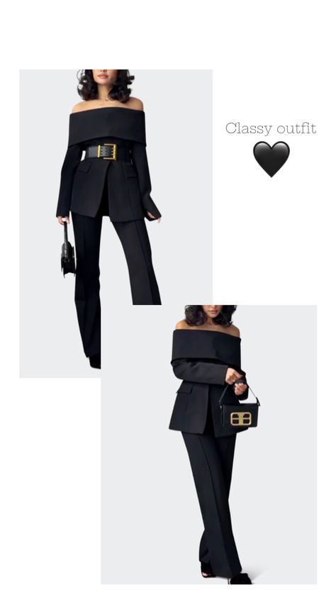 Classy outfit from Sierra Darien https://sierradarien.com/products/cut-out-shoulder-jacket-black Classy Outfits, Cut Out, Dress Up, Black