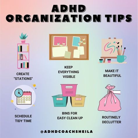 Sheila Henson on Instagram: "What are your best ADHD organization tips?⁠ ⁠ ***⁠ ⁠ ADHD Supports ⁠ SheilaHenson.com⁠ ⁠ ***⁠ ⁠ #outoftheboxthinking #timeblindness #adhd #adhd101 #attentiondefecithyperactivitydisorder #executivedysfunction #focus #motivation #neurodivergence #neurodiversity #impulsivity #productivity #selfaware #selflove #selfcare #dopamine #procrastination #organization #executivefunctions #adhdhelp #adhdsupport #adhdstruggles #adhdtips #lifehacks #adhdsimplified⁠" Focus Motivation, Mental Health Facts, Emotional Awareness, Get My Life Together, Organization Tips, Mental And Emotional Health, Self Care Activities, Health Facts, Coping Skills