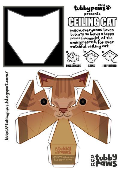 Homemade Decorations, Cat Printable, Paper Toys Template, Papercraft Templates, Paper Ideas, Homemade Decor, Paper Animals, Paper Crafts Origami, Cat Crafts