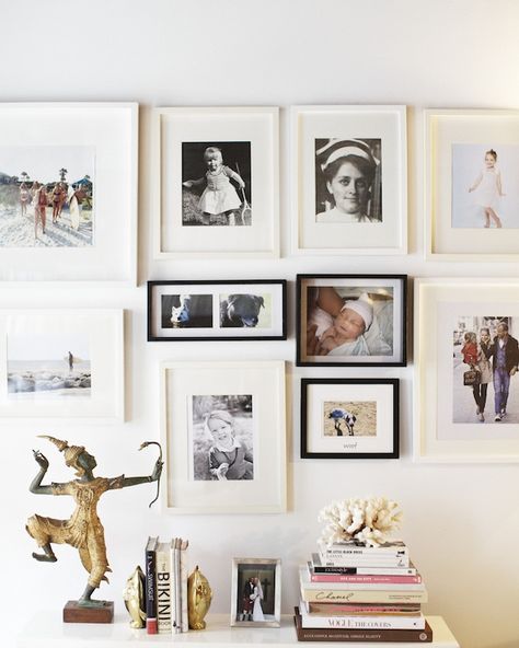 family photo wall album Gallery Wall Mix Of Photos And Art, Modern Photo Gallery Wall, Hallway Family Photo Gallery, Family Photo Wall Hallway, Gallery Wall Mix Family Photos And Art, Vintage Family Photo Wall, Family Photos Display Ideas, Family Photos On Wall, Gallery Wall Family Pictures