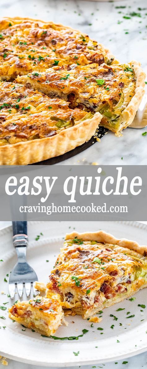 Simple Quiche, Easy Quiche Recipe, Easy Quiche, Breakfast Quiche Recipes, Quiche Recipes Easy, Bacon Quiche, Diner Recept, Breakfast Quiche, Quiche Recipe