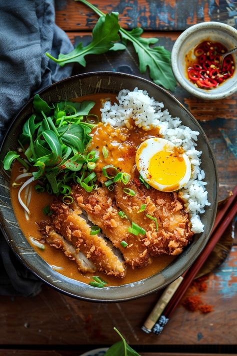 Indulge in the aromatic flavors of a cozy bowl of katsu curry tonight. This traditional Japanese comfort food is the ultimate blend of crispy fried cutlets and rich, savory curry sauce. Whether you're a seasoned chef or new to cooking, preparing this dish at home is easier than you think! Follow our step-by-step recipe guide for a delicious homemade katsu curry that will warm both your stomach and soul. Japanese Curry And Katsu, Menu Recipes, Japanese Curry Sauce Recipe, Mild Curry, Traditional Dinner Ideas, Healthy Katsu Curry, Japanese Curry Recipe From Scratch, Tonkatsu Curry Recipe, Katsu Bowl