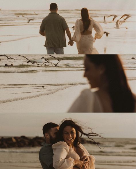 Beach Wedding Shoot Photo Ideas, White Sands Engagement Pictures, Beach Picnic Photos, Cinematic Beach Photography, Pre Wedding Shoot Ideas Beach, Cinematic Couples Photography, Ocean Engagement Pictures, Cinematic Photography Couple, Cinematic Couple Photography