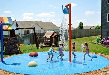 Diy Splash Pad, Backyard Splash Pad, Backyard Water Parks, Lazy River Pool, Spray Park, Water Playground, Splash Park, Kids Outdoor Play, Outdoor Play Area