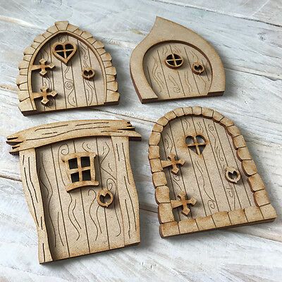 LASER CUT MDF FAIRY DOOR KIT. Precision cut from sustainably sourced premium quality 3 mm MDF. Diy Fairy Door, Fairy Garden Doors, Fairy Tree Houses, Clay Fairy House, Fairy House Diy, Fairy Garden Designs, Fairy Garden Crafts, Clay Fairies, Fairy Tree