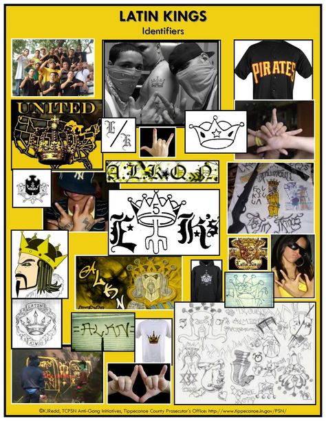 A collage of tattoos and identifiers of the Latin Kings gang. Latin Kings Tattoos, Latin Kings Gang, Latin Kings, Chicago Gangs, Original Gangster, Gang Tattoos, King Tattoo, King Picture, Gang Culture